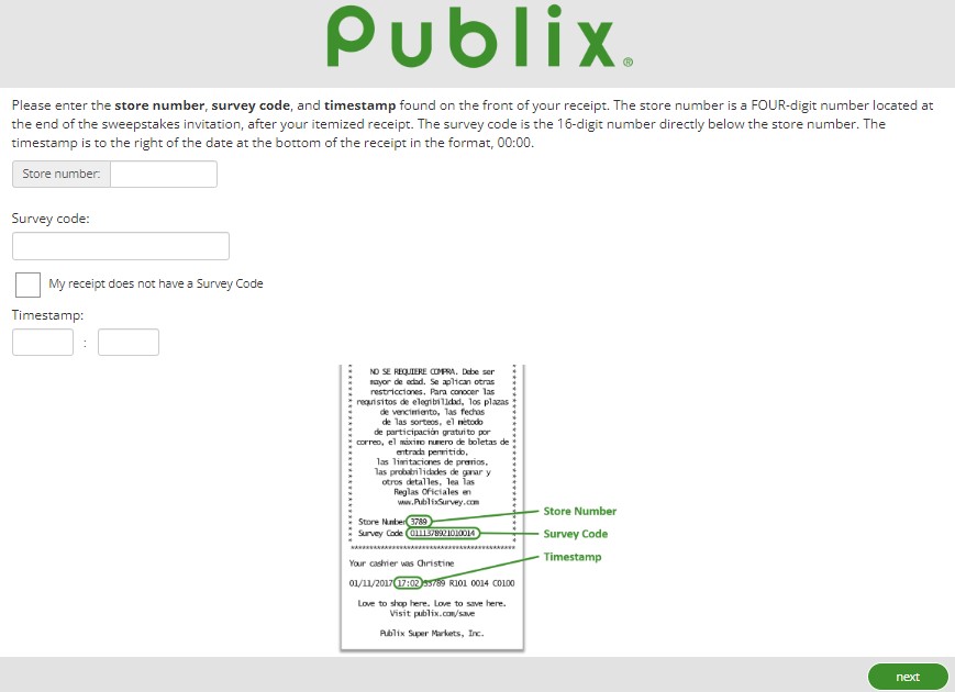 PublixSurvey.Com - Win $1000 Gift - Publix Survey